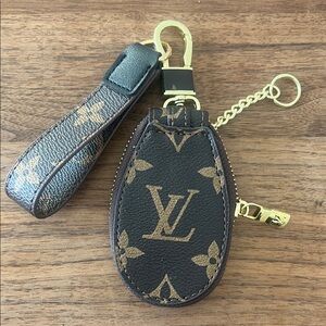 Louis Vuitton Black and Brown Monogram Key chain coin small items Pouch